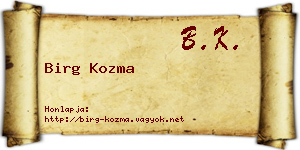 Birg Kozma névjegykártya